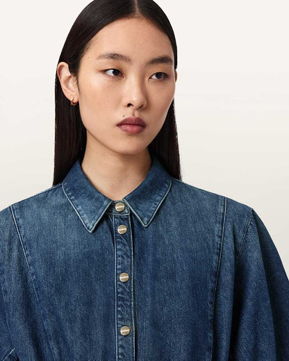 AllSaints Arlo Denim Mini Dress Women's Mid Indigo Women's