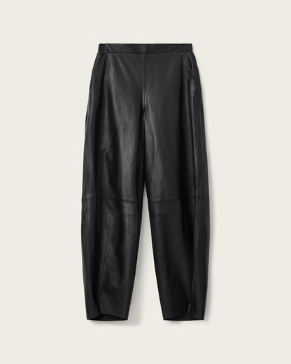AllSaints Etta Barrel Leg Leather Pants Women's Black Women's