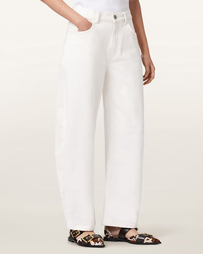 AllSaints Sadie Barrel Leg Denim Jeans Women's Ecru White Women's