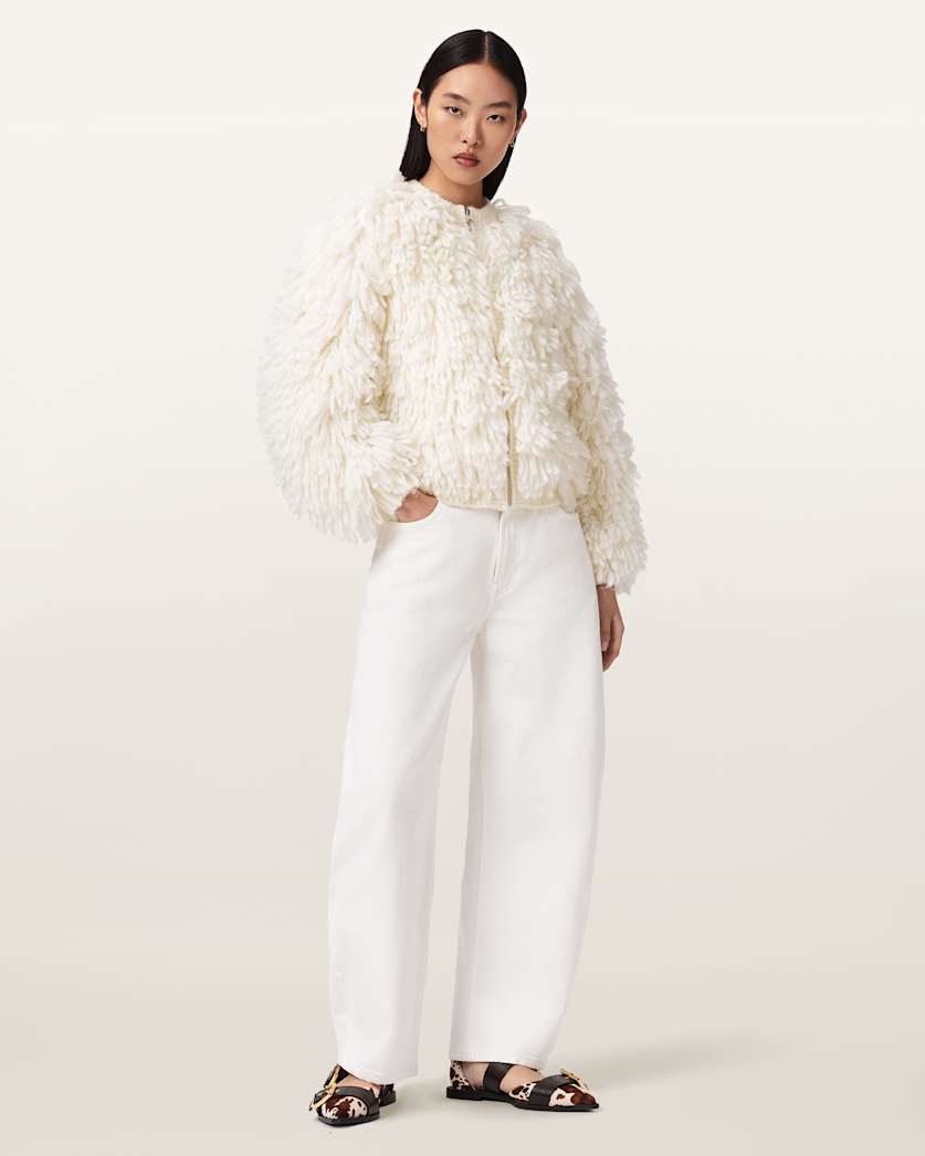 AllSaints Sadie Barrel Leg Denim Jeans Women's Ecru White Women's