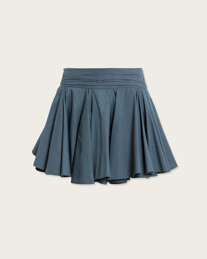 AllSaints Tulip Cotton Mini Skirt Women's Dark Slate Blue Women's