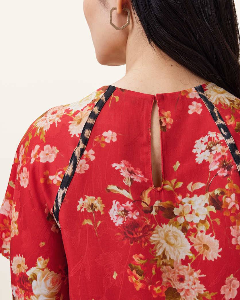 AllSaints Xena Floral Print Mini Dress Women's Armada Red Women's