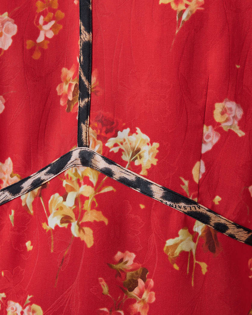 AllSaints Xena Floral Print Mini Dress Women's Armada Red Women's