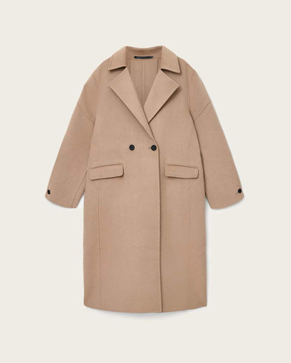 AllSaints Sellma Double Breasted Coat Women's Camel Brown Women's