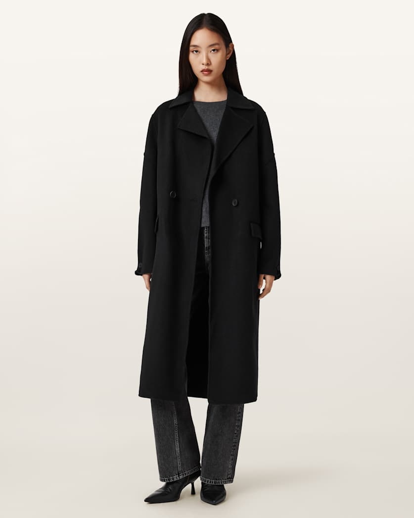 AllSaints Sellma Double Breasted Coat Women's Camel Brown Women's
