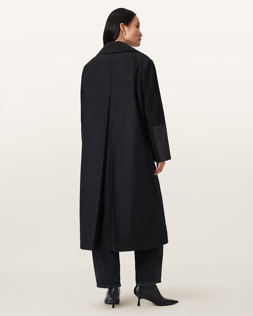 AllSaints Sellma Double Breasted Coat Women's Black Women's