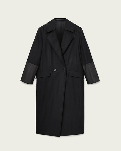 AllSaints Sellma Double Breasted Coat Women's Black Women's