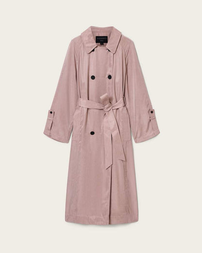 AllSaints Lizie Double Breasted Trench Coat Women's Shadow Pink Women's
