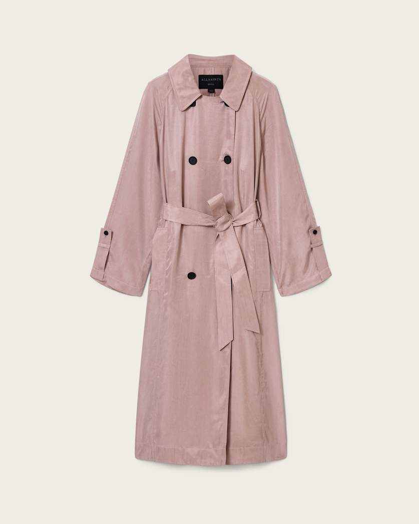 AllSaints Lizie Double Breasted Trench Coat Women's Shadow Pink Women's