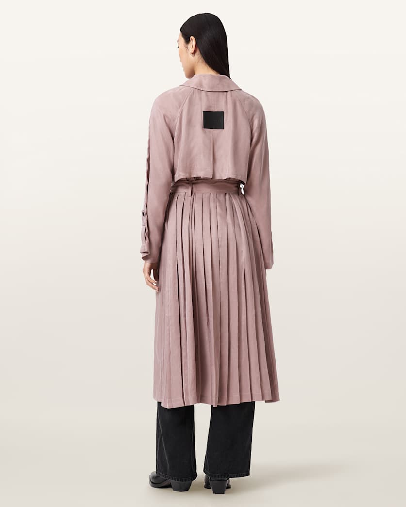AllSaints Lizie Double Breasted Trench Coat Women's Shadow Pink Women's