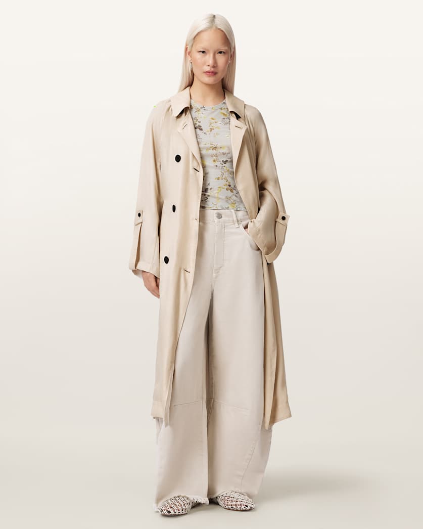 AllSaints Lizie Double Breasted Trench Coat Women's Shadow Pink Women's
