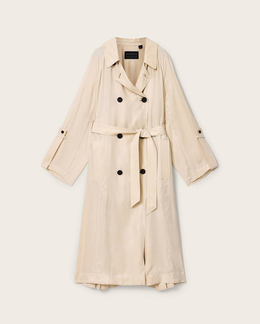 AllSaints Lizie Double Breasted Trench Coat Women's Shadow Pink Women's