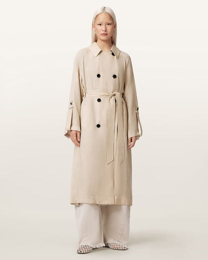 AllSaints Lizie Double Breasted Trench Coat Women's Shadow Pink Women's