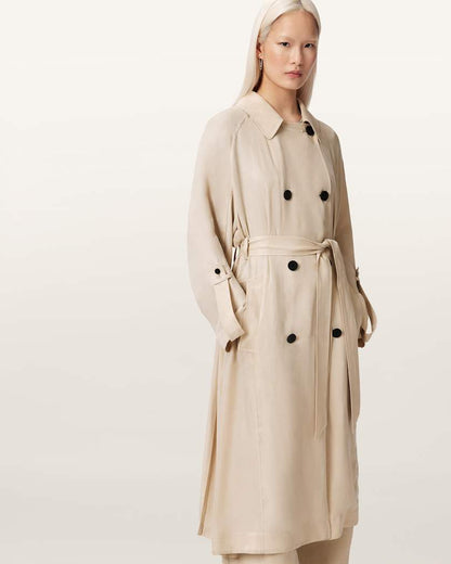 AllSaints Lizie Double Breasted Trench Coat Women's Shadow Pink Women's