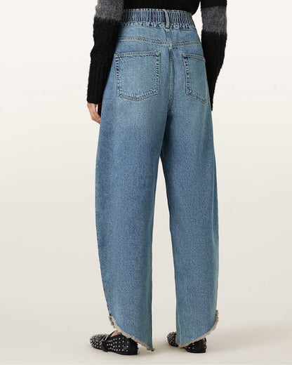 AllSaints Taylor Frayed Barrel Leg Jeans Women's Light Indigo Women's