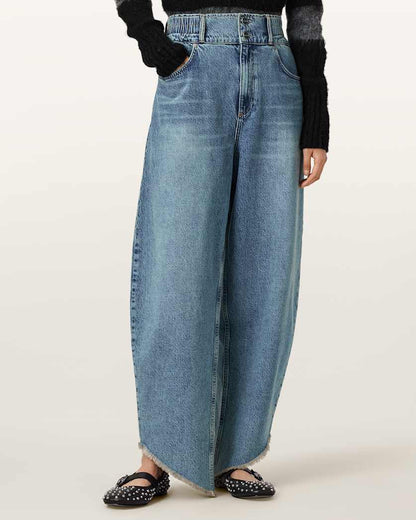 AllSaints Taylor Frayed Barrel Leg Jeans Women's Light Indigo Women's