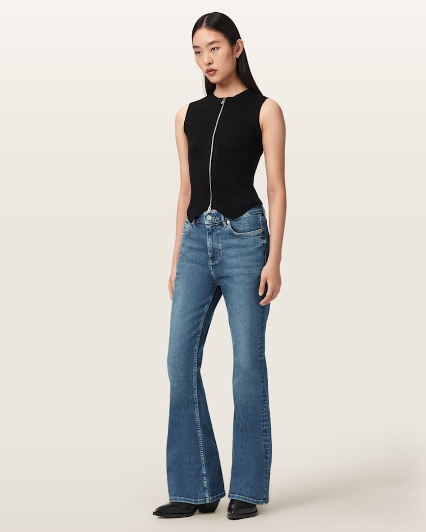 AllSaints Maisie Flare Denim Jeans Women's Mid Indigo Women's