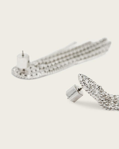 AllSaints April Fringe Earrings Women's Warm Silver Women's