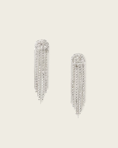 AllSaints April Fringe Earrings Women's Warm Silver Women's