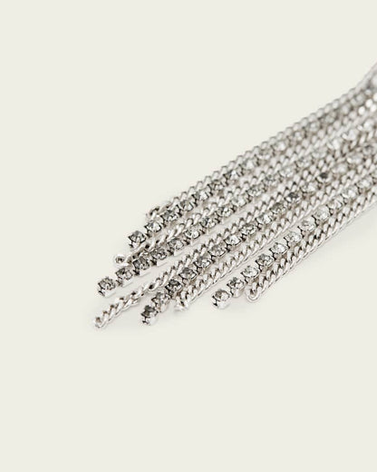 AllSaints April Fringe Earrings Women's Warm Silver Women's
