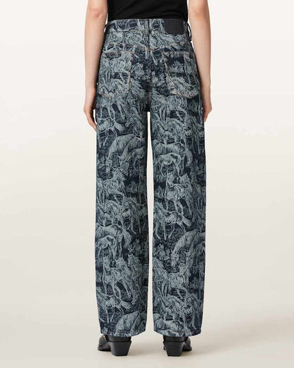 AllSaints Blake Horse Jacquard Denim Jeans Women's Printed Indigo Women's