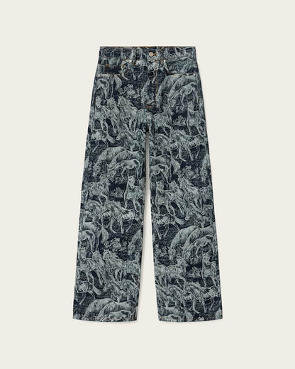 AllSaints Blake Horse Jacquard Denim Jeans Women's Printed Indigo Women's