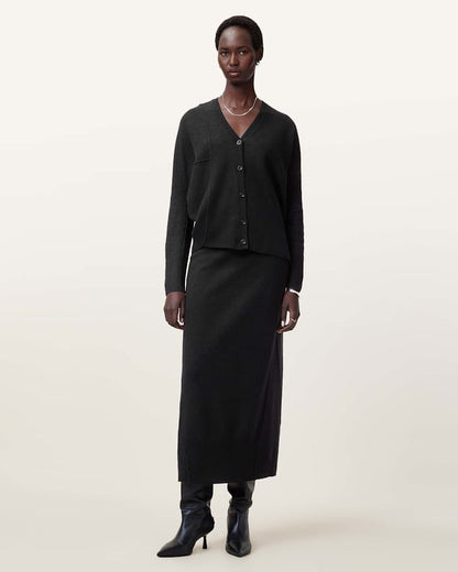 AllSaints Antonia V Neck Merino Wool Cardigan Women's Black Women's