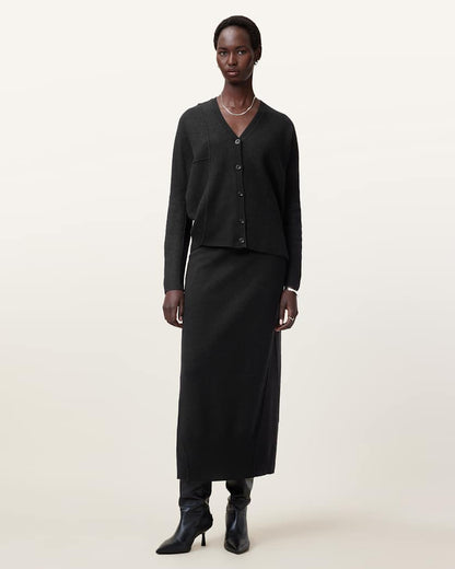 AllSaints Antonia V Neck Merino Wool Cardigan Women's Black Women's