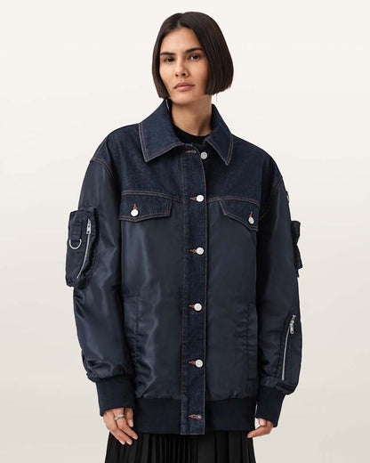 AllSaints Verity Relaxed Fit Bomber Jacket Women's Khaki Green Women's