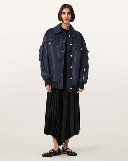 AllSaints Verity Relaxed Fit Bomber Jacket Women's Khaki Green Women's