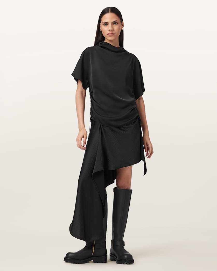 AllSaints Leslie Satin Short Sleeve Top Women's Pot Brown Women's