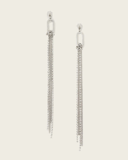 AllSaints April Chain Fringe Earrings Women's Warm Silver Women's