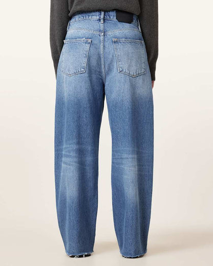 AllSaints Aki Wide Leg Crossover Denim Jeans Women's Light Indigo Women's