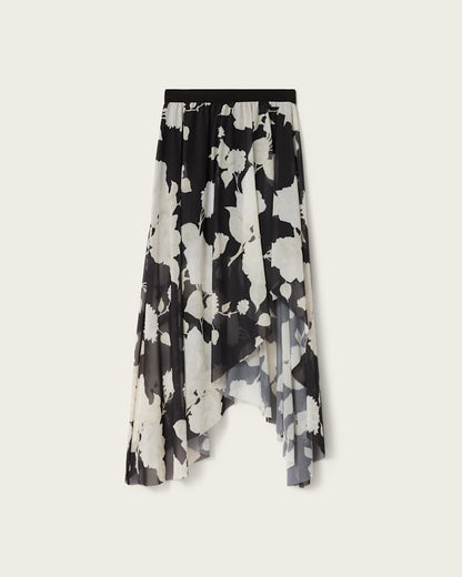 AllSaints Loria Raw Edge Maxi Skirt Women's Fleurz Black Women's