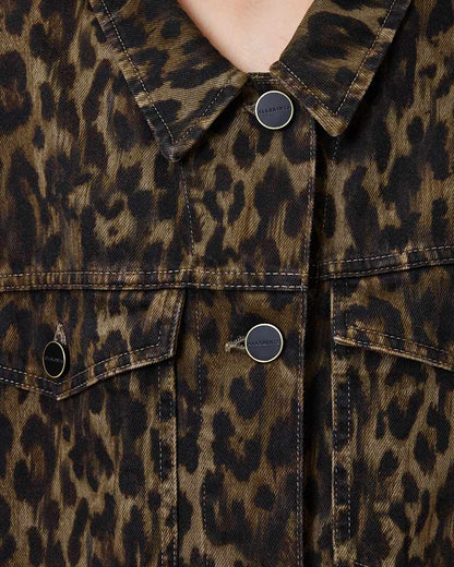 AllSaints Willow Leopard Print Denim Jacket Women's Leppo Brown Women's