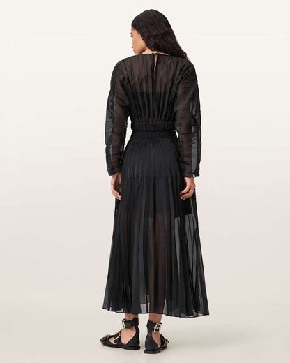 AllSaints Micaela Pleated Skirt Women's Black Women's