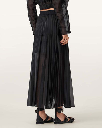 AllSaints Micaela Pleated Skirt Women's Black Women's
