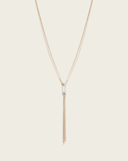 AllSaints April Lariat Necklace Women's Warm Silver/Brass Women's