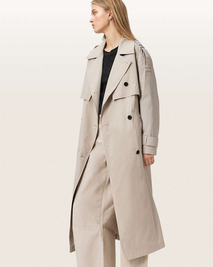 AllSaints Linnie Lib Relaxed Trench Coat Women's Clay Grey Women's