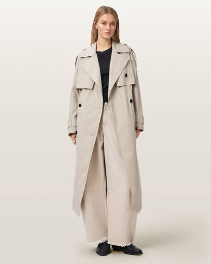 AllSaints Linnie Lib Relaxed Trench Coat Women's Clay Grey Women's