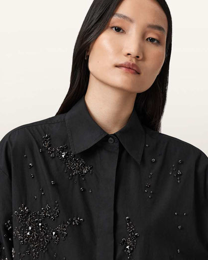AllSaints Gemi Embellished Shirt Women's Black Women's