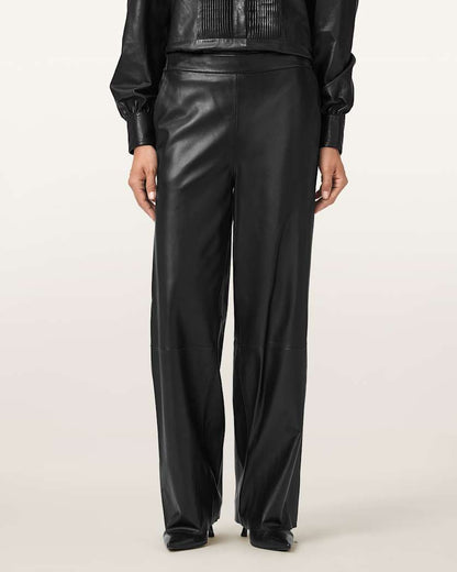 AllSaints Ash Wide Leg Leather Pants Women's Black Women's