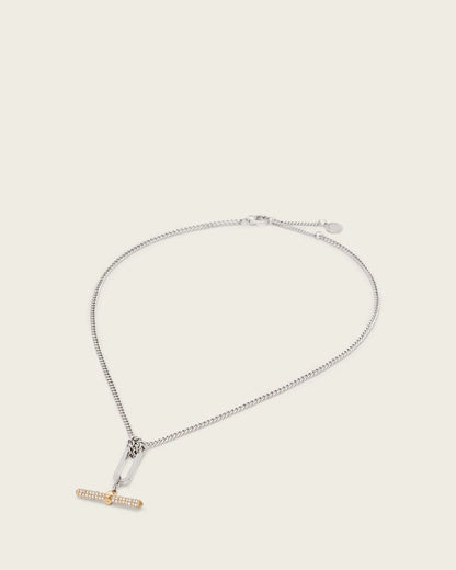 AllSaints April T Bar Necklace Women's Warm Silver/Brass Women's