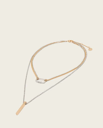 AllSaints April Double Necklace Women's Warm Silver/Brass Women's