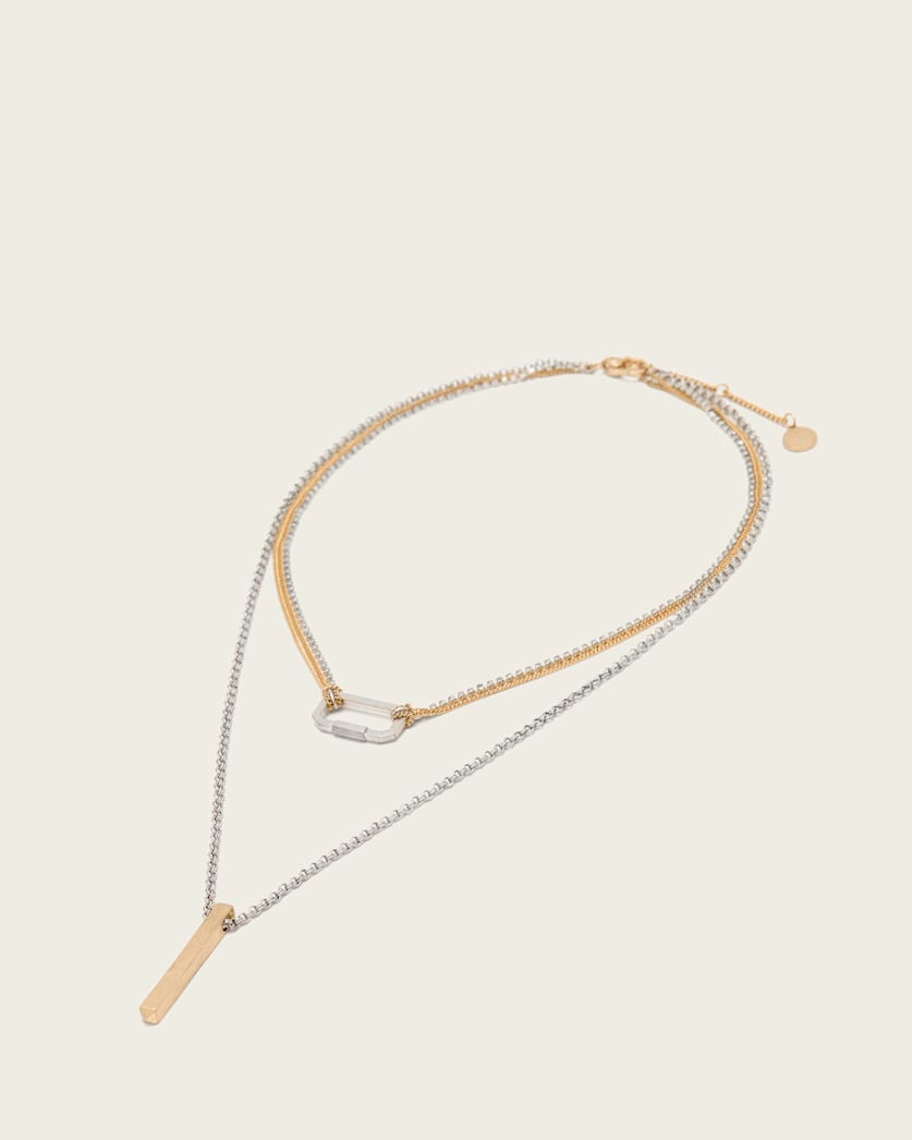 AllSaints April Double Necklace Women's Warm Silver/Brass Women's