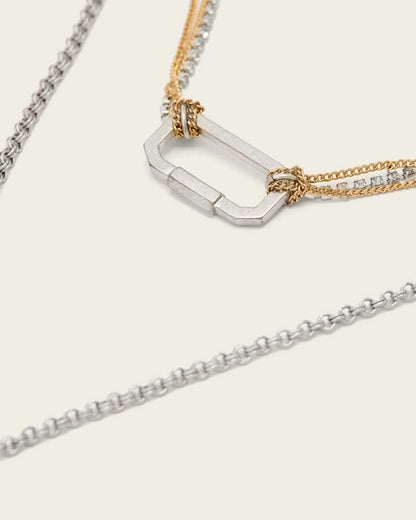 AllSaints April Double Necklace Women's Warm Silver/Brass Women's