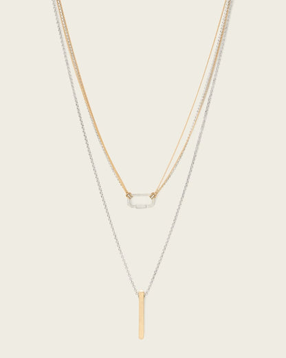 AllSaints April Double Necklace Women's Warm Silver/Brass Women's