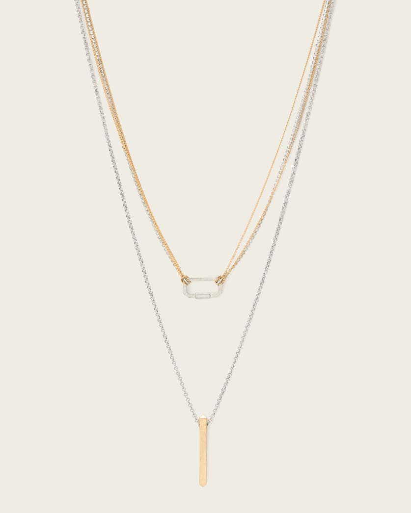 AllSaints April Double Necklace Women's Warm Silver/Brass Women's