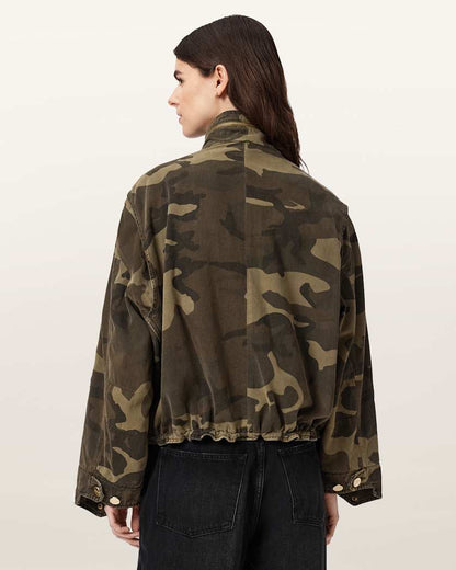 AllSaints Clay Camo Patch Jacket Women's Camo Green Women's