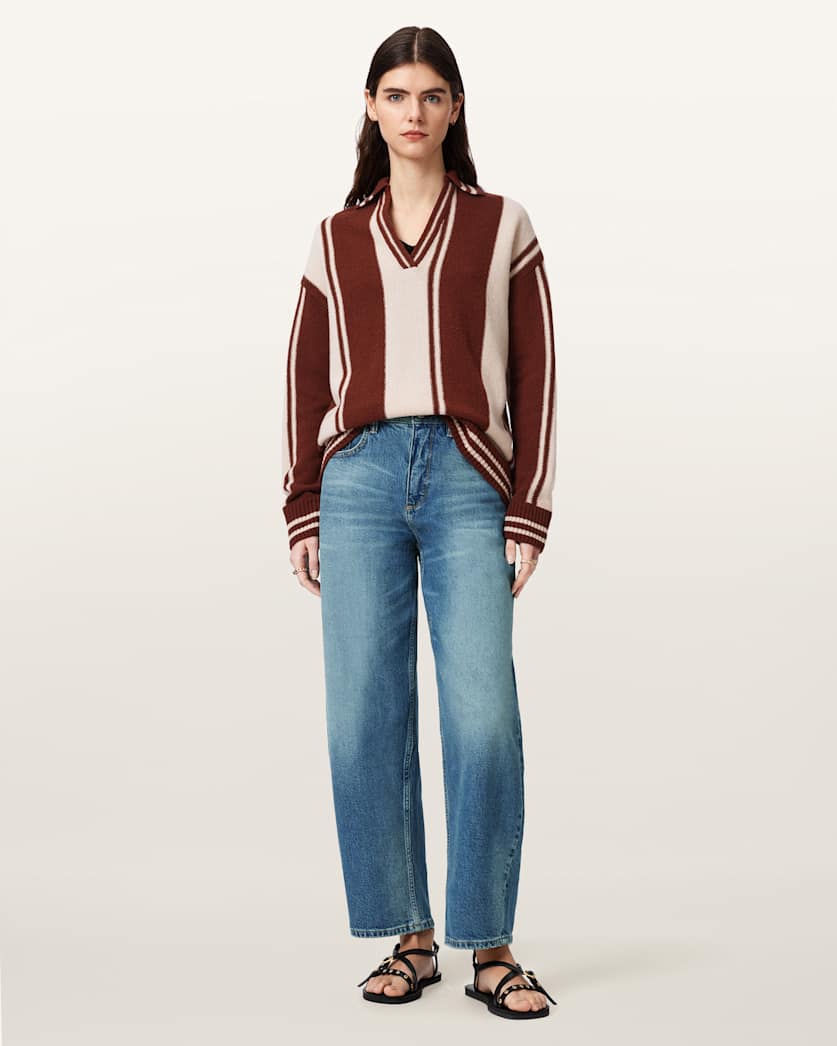 AllSaints Sadie Barrel Leg Denim Jeans Women's Destroy Indigo Women's